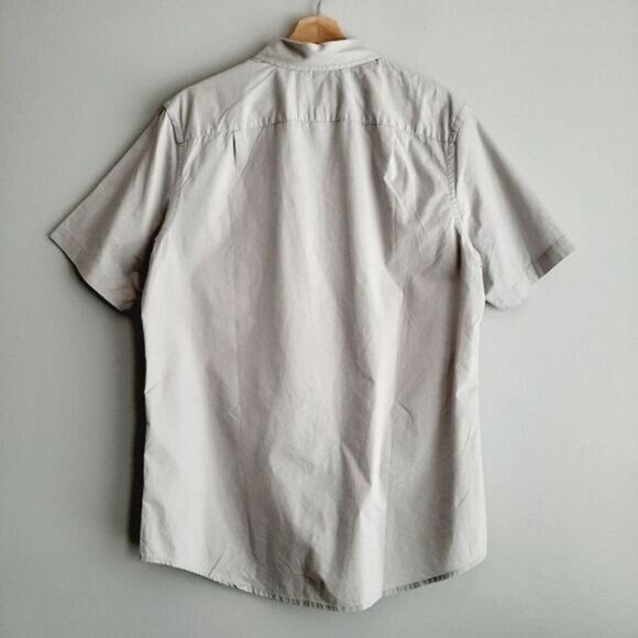 GOODFELLOW & CO. 100% Cotton Short Sleeve Button Down Shirt Grey Men's Sz M Tall - Picture 6 of 14